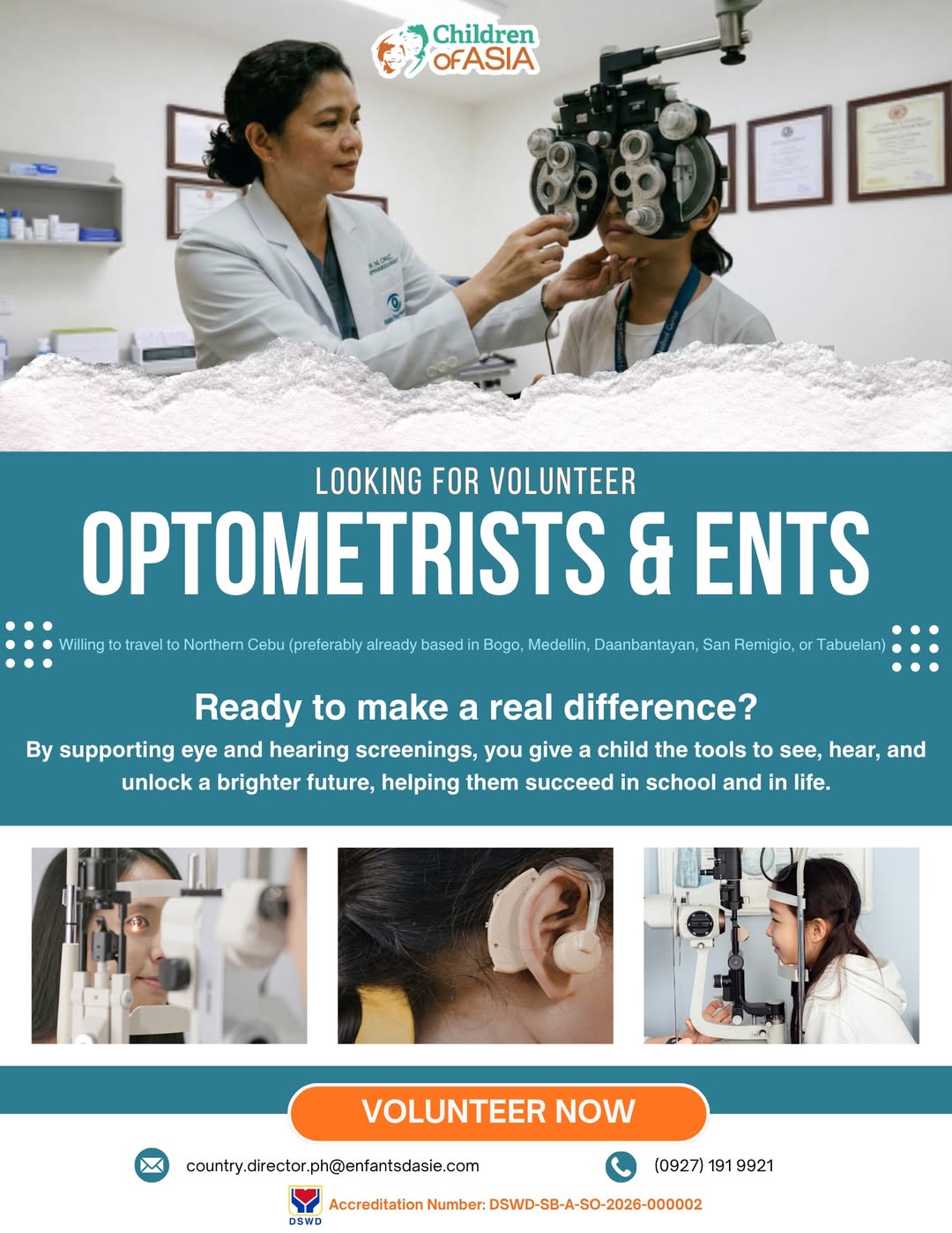 Optical and hearing mission seeking medical volunteers in Cebu
