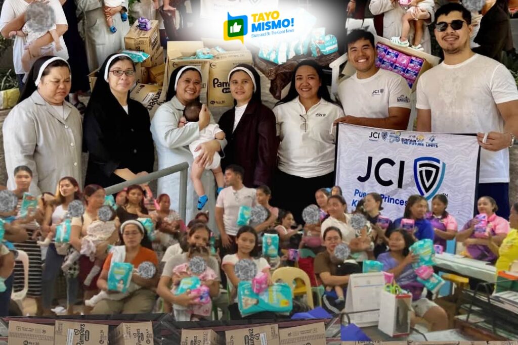 JCI Puerto Princesa Kiao donates over 1,000 diapers, sanitary pads to health center and orphanage
